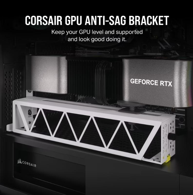 Corsair Gpu Anti-Sag Bracket - White - Compatible With LC100 Lighting Kit