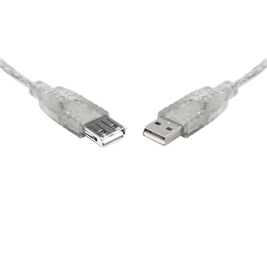 8Ware Usb 2.0 Extension Cable 1M A To A Male To Female Transparent Metal Sheath Cable