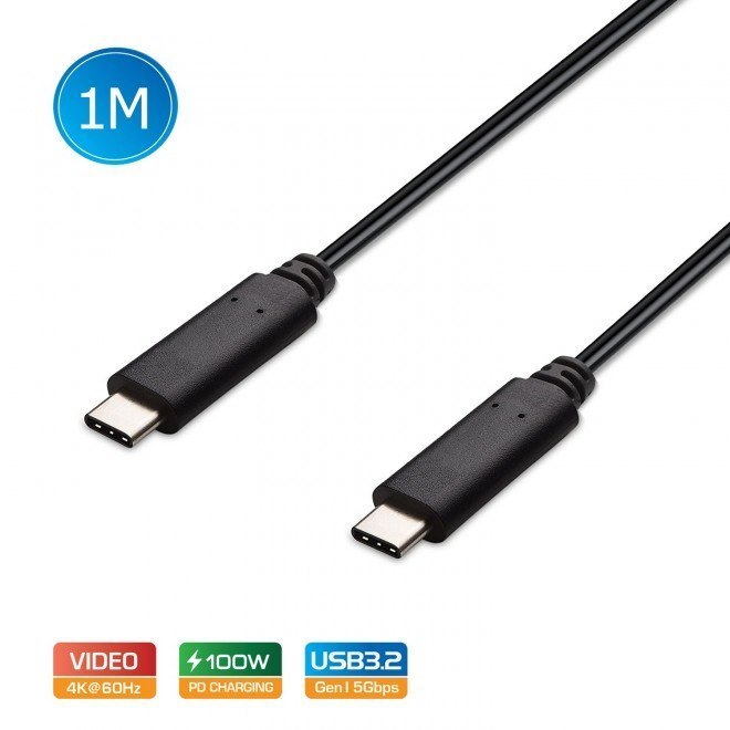 Simplecom Ca512 Usb-C To Usb-C Cable Usb 3.2 Gen2 10Gbps 5A 100W PD 4K@60Hz 1M