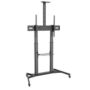 Brateck 60"-100" Large Screen Telescopic Height Adjustable TV Cart. Max Weight 100Kgs. Vesa Support Up To 1000X600. Heavy-Duty Casters. Free-Tilting Design, Quick Assembly. Matte Black Colour.