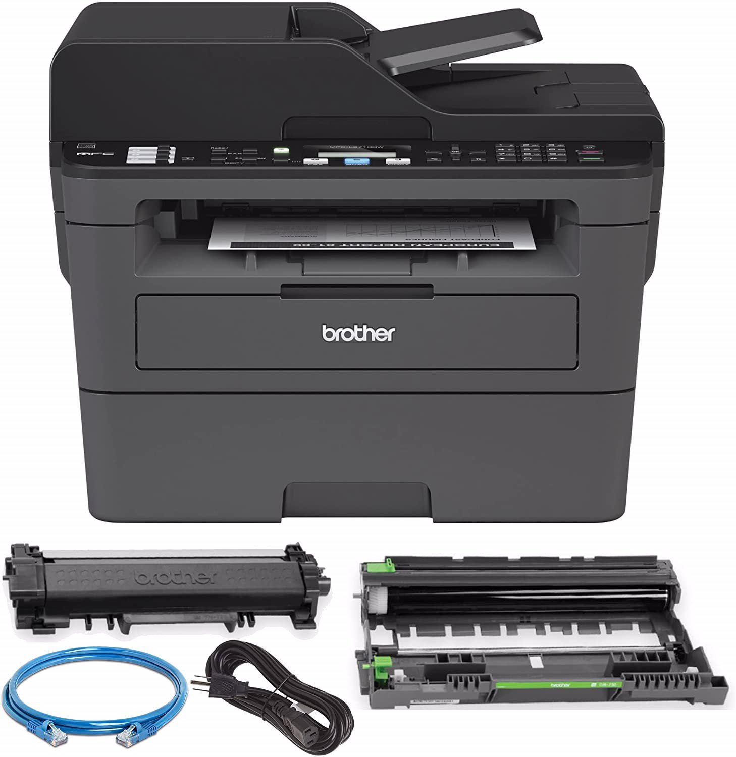 Brother Monochrome Laser Printer MFC-L2710DW, Compact All-in One Printer, Multifunction Printer, Wireless Networking and Duplex Printing