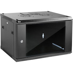 Tecmojo Wall Mount Server Cabinet IT Network Rack Enclosure Lockable Door and Side Panels Black (Black, Standard 6U/Glass Door)