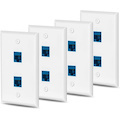 Ethernet Wall Plate Outlet 4 Packs 2 cat6 Port RJ45 Network Female to Female Keystone Wall Inline Coupler Jack Plates Blue
