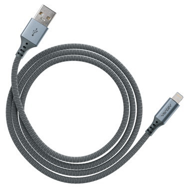 Ventev Chargesync Alloy USB A to Apple Lightning Cable 4ft - Steel Gray