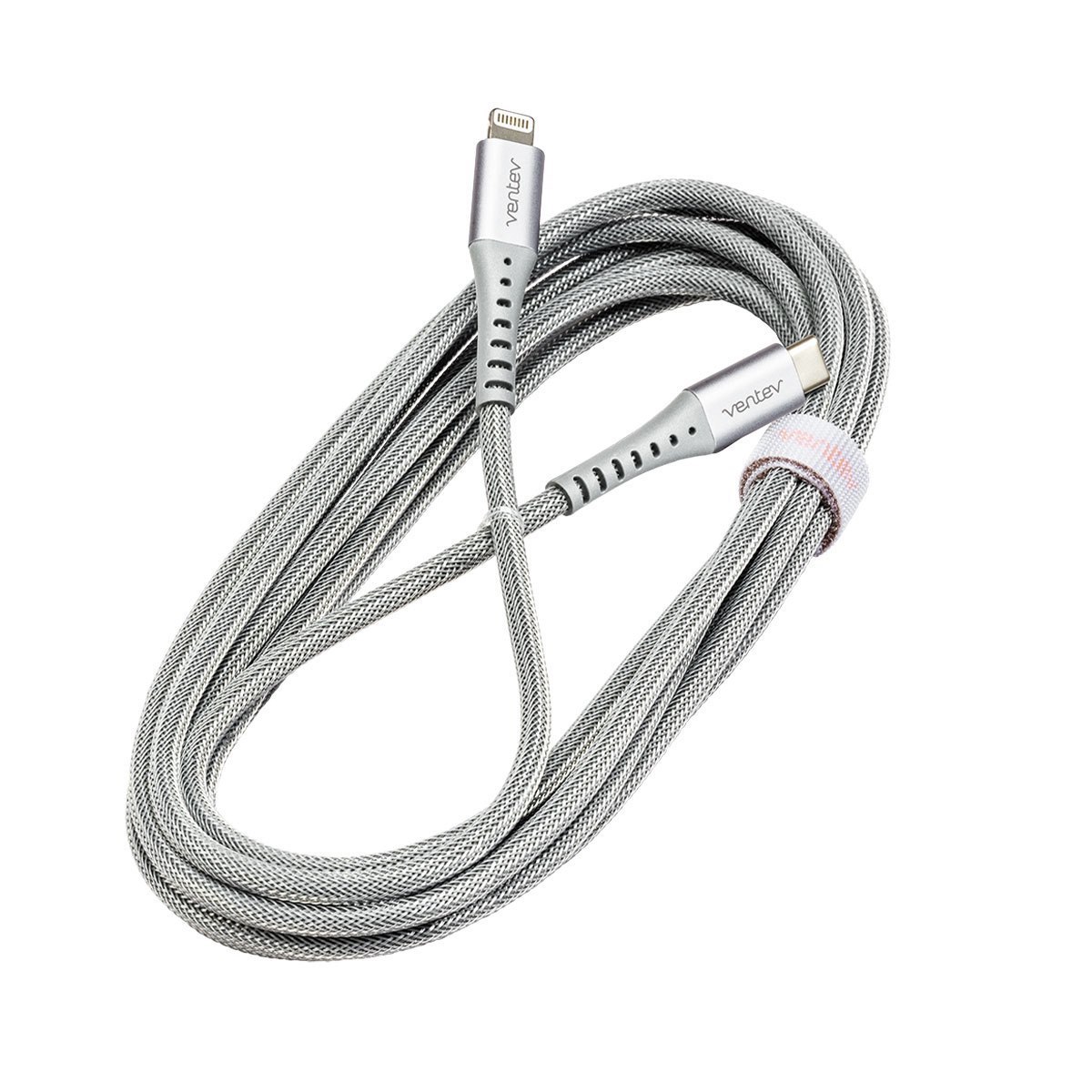 Ventev Charge & SYNC Lightning Mfi To Usb-C Cable 10FT Alloy - Steel Grey