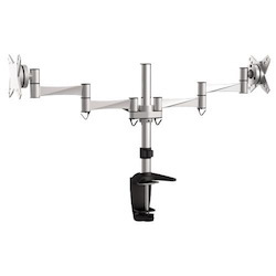 Brateck Elegant Aluminium Dual LCD Monitor Table Stand w/Arm&Desk Clamp Silver VESA75/100mm Up To27'