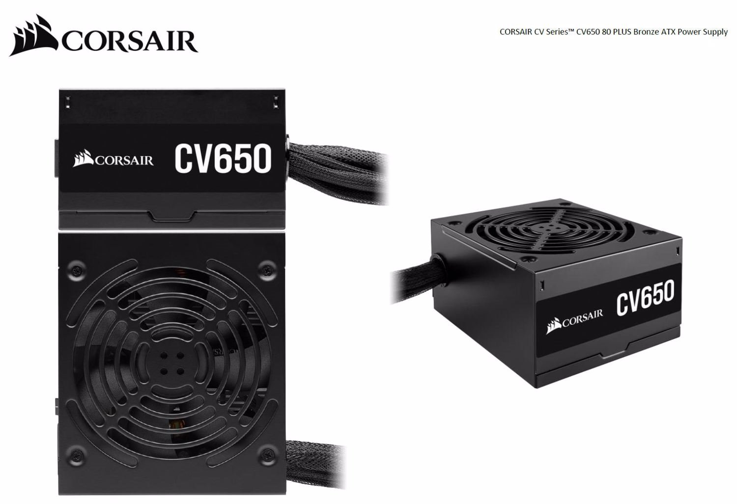 Corsair 650W CV Series CV650 V2, 80 Plus Bronze Certified, Up To 88% Efficiency, 125MM Compact Design, Eps 8Pin X 2, Pci-E X 2, Atx Power Supply