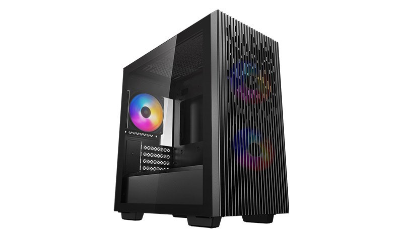 Deepcool Matrexx 40 FS Micro-ATX Case, 3xTri-Color Led Fans, Tempered Glass Panel, Mesh Top And Front Panel, Better Airflow For Cooling Support