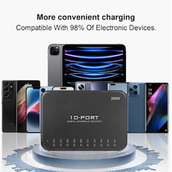 Shintaro Multi Device 200W 10-port USB-C Charger - Ideal for charging Tablets, Smartphones, iPad and more