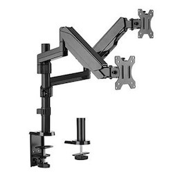 Brateck 17-32" Dual Monitor Gas Spring Stand With Clamp/Grommet Base