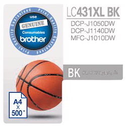 Brother LC431XLBK Original High Yield Inkjet Ink Cartridge - Single Pack - Black - 1 Pack