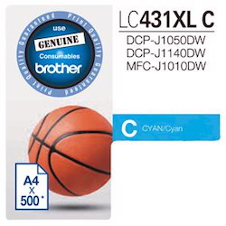 Brother LC431XLC Original High Yield Inkjet Ink Cartridge - Single Pack - Cyan - 1 Pack