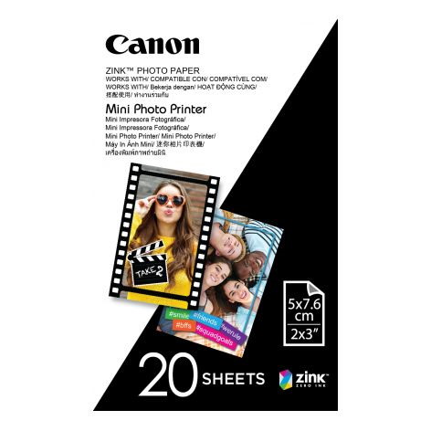 Canon MPPP20 Mini Photo Printer Paper - 20 Sheets - ZP-2030-20 - Zinc