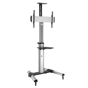Brateck 37'-75' Telescopic Height Adjustable TV Cart. Max Load 50Kgs. Vesa Support Up To: 600X400. Hidden Cable Management. Tilt, Swivel, And Rotate. Colour: Black/Silver.