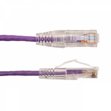 Vertical Cable | 6″ Cat6A Slimline Patch Cable - Purple - 24 Pack