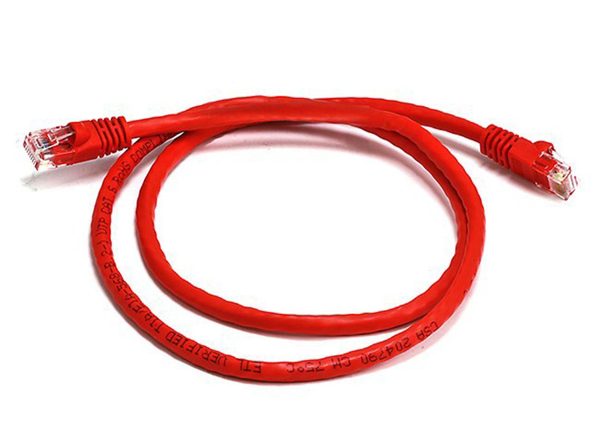 8Ware Cat 6A Utp Ethernet Cable, Snagless&#160; - 1M (100CM) Red