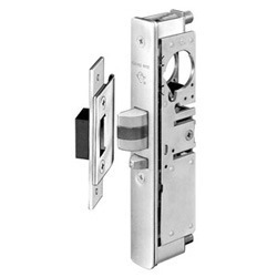Door Deadlatch, Standard Duty, Left Hand/Left Hand Reverse, 31/32" Backset, Flat Clear Anodized Faceplate, For Aluminum Door