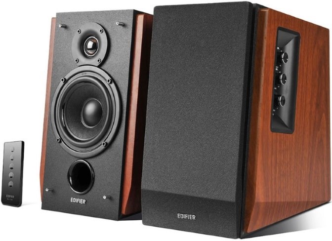 Edifier R1700BT Bluetooth Lifestyle Bookshelf Studio Speakers Brown - BT/Dual 3.5MM AUX/Limited Distortion DSP/DRC/Classic Wood Finish