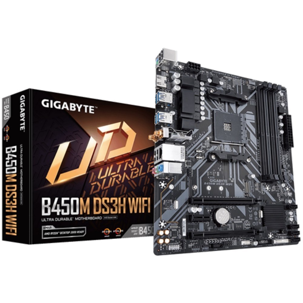 Gigabyte B450M DS3H Wifi PCIe Gen3 X4 M.2, RGB Fusion 2.0, Intel® Dual Band 802.11Ac Wifi