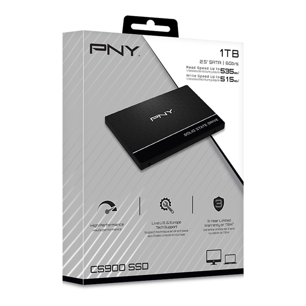 PNY CS900 1TB 2.5' SSD Sata3 515MB/s 490MB/s R/W 450TBW 99K/90K Iops 2M HRS MTBF 3YRS WTY ~Sa400s37/960G