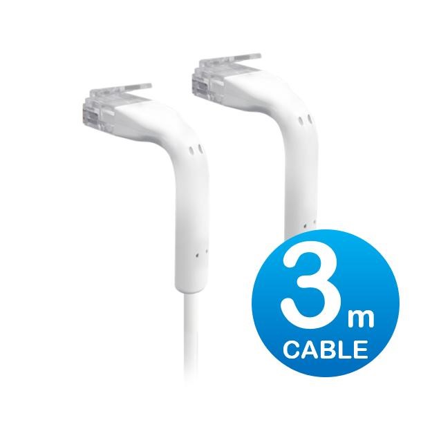 Ubiquiti UniFi Patch Cable 3M White, Both End Bendable To 90 Degree, RJ45 Ethernet Cable, Cat6, Ultra-Thin 3MM Diameter U-Cable-Patch-3M-RJ45