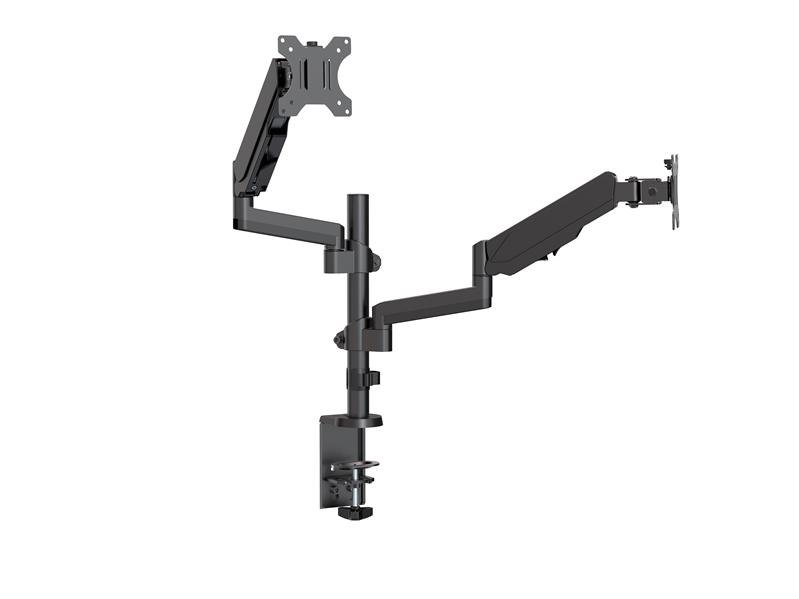 Brateck Dual Monitor Full Extension Gas Spring Dual Monitor Arm (Independent Arms) Fit Most 17'-32' Monitors Up To 8KG Per Screen Vesa 75X75/100X100