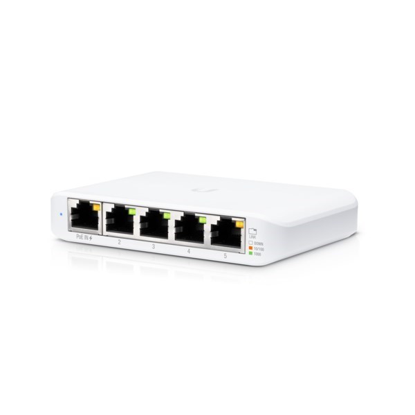 Ubiquiti Usw Flex Mini - Managed, UniFi, Layer 2 Gigabit Switch, 5X GbE RJ45 Ports, Powerable Via PoE (802.3Af) Or Usb Type-C 5V 1A