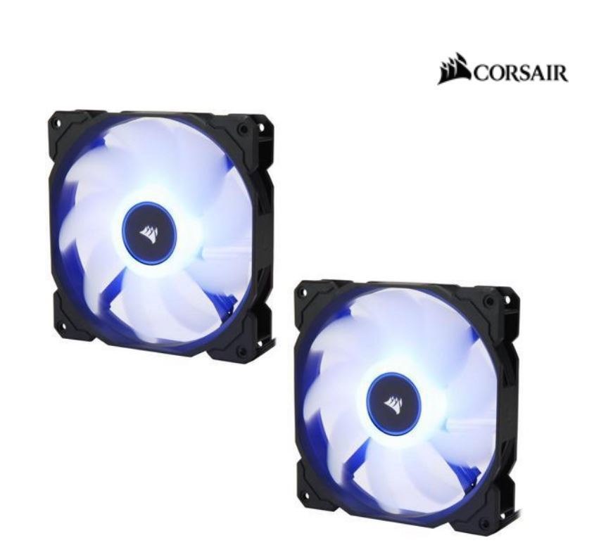 Corsair Air Flow 140MM Fan Low Noise Edition / Blue Led 3 Pin - Hydraulic Bearing, 1.43MM H2o. Superior Cooling Performance. Twin Pack!