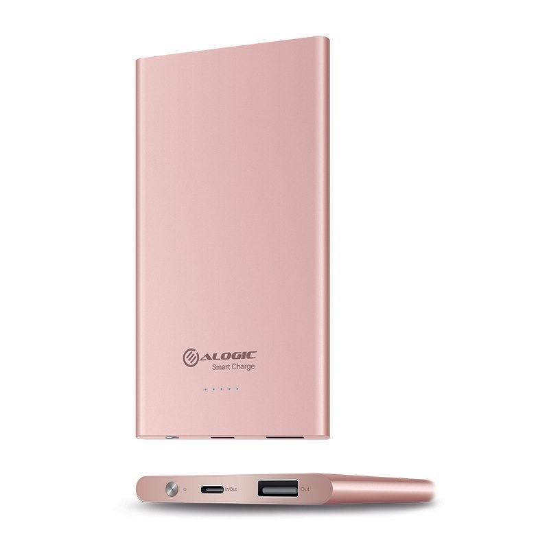 Alogic Usb-C 5200mAh Ultra Portable Power Bank With Dual Output & Smart Charge - Rose Gold - Prime Series