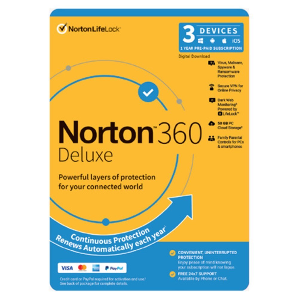 Norton 360 Deluxe Empower 50GB Au 1 User 3 Device