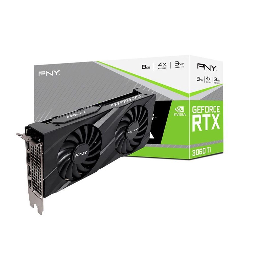 PNY nVidia GeForce RTX 3060 Ti 8GB XLR8 Gaming Verto Dual Fan LHR 4864 Cuda 1410/1665MHz 14Gbps 8K@60Hz 3xDP Hdmi1.2 4xDisplays Video Card