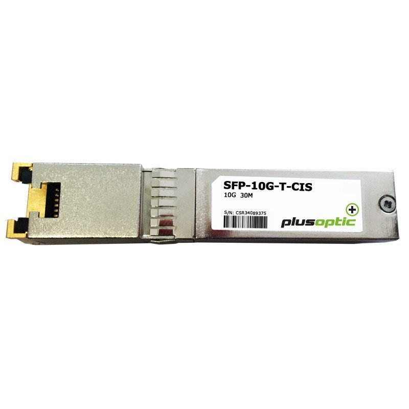 PlusOptic Cisco Compatible (SFP-10G-T-S) 10G, Copper SFP+, 30M Transceiver, RJ-45 Connector For Copper - Cat6 | PlusOptic Sfp-10G-T-Cis