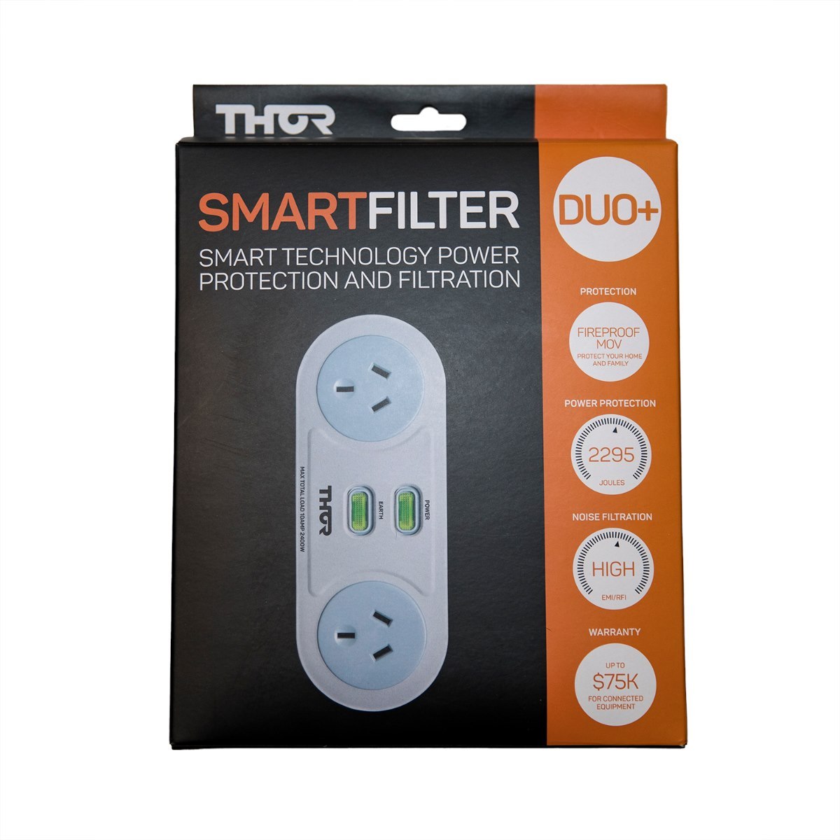 Thor Smart Filter Duo+ | 2 Outlet Smart Filter Surge Protected Power Board