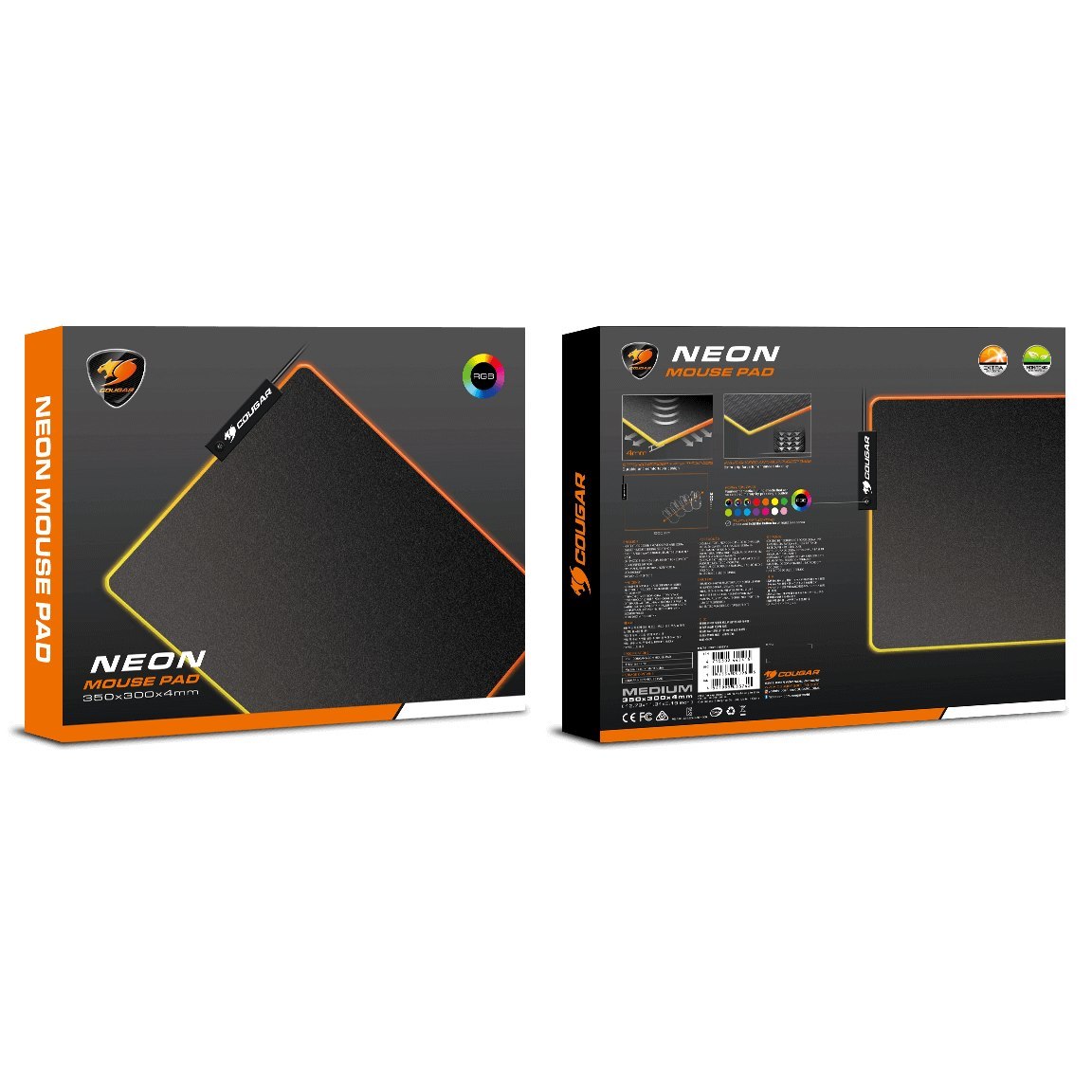 Cougar Neon RGB Gaming Mouse Pad 350 X 300 X 4 MM