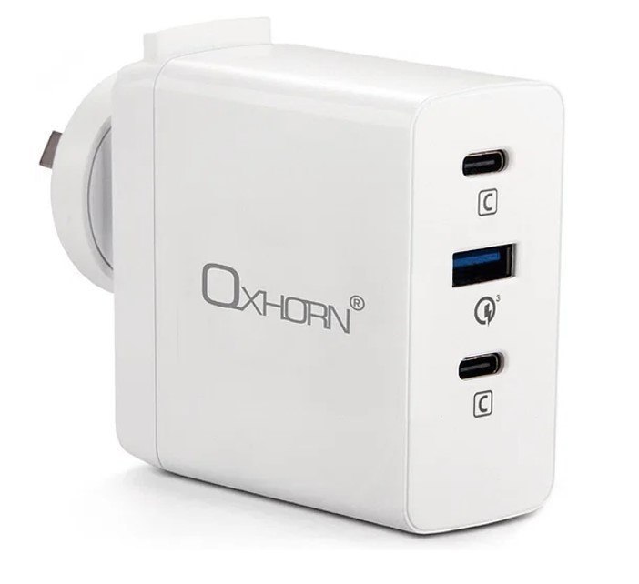 Just You PC Oxhorn 100W Usb GaN Type-C Fast Charger, 2X Usb-C, 1X Usb-A Fast Charger