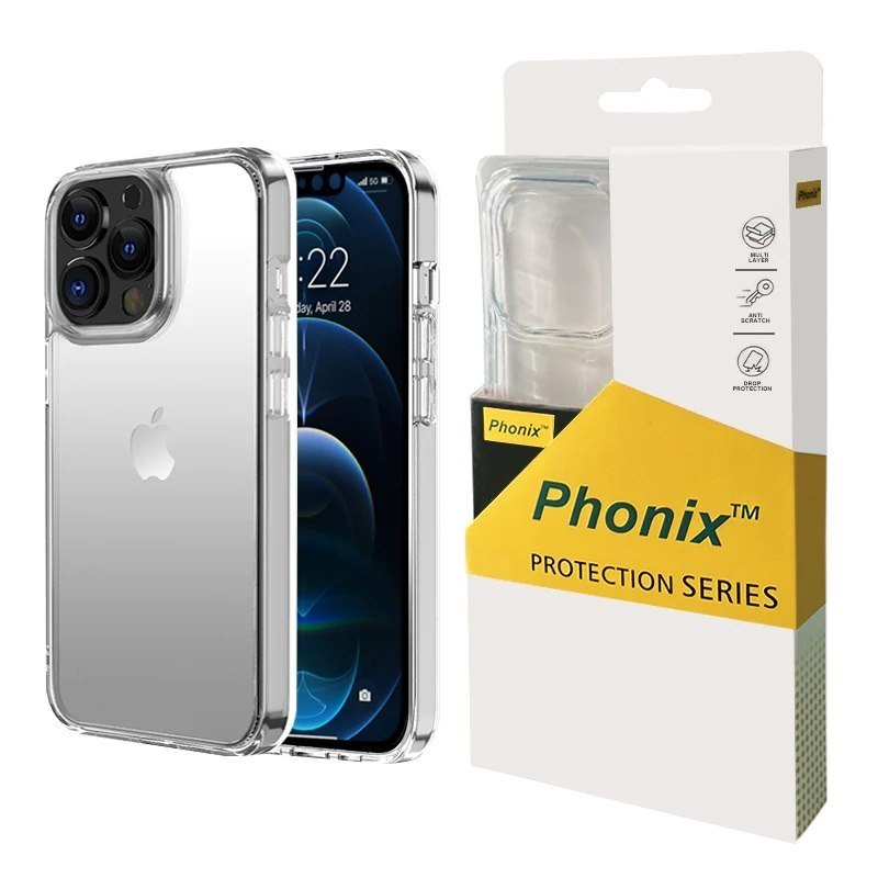 Phonix Apple iPhone X Clear Rock Hard Case - Two Tough Layers, Port Covers, No-Slip Grippy Edges, Durable, Rugged Case, Sleek, Pocket Fit