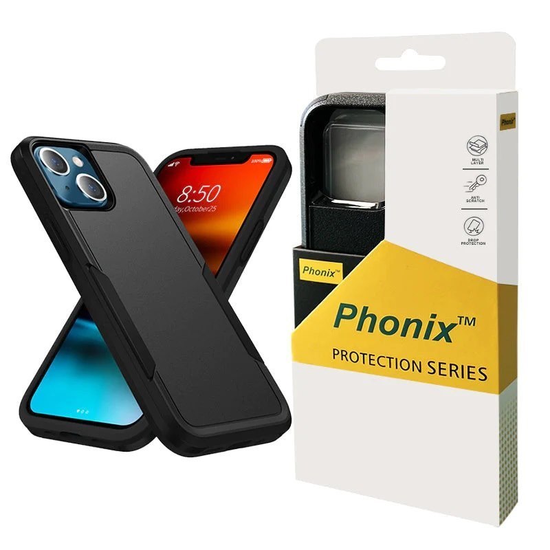 Phonix Apple iPhone 15 Pro (6.1') Armor Rugged Case Black - Tough Two Layers, Military-Grade Protection, Raised Edge, Shock Absorption, Secure Grip