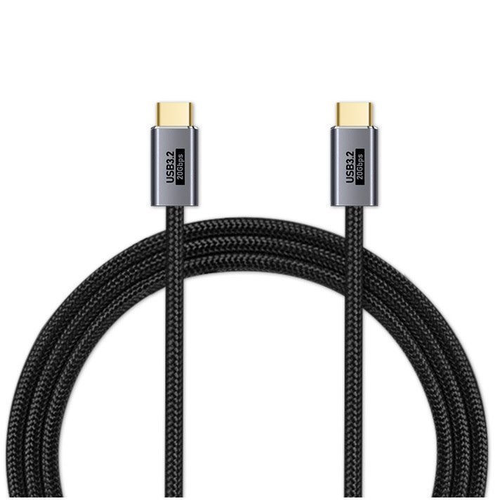 Pisen Braided Usb-C To Usb-C (3.2 Gen2) Cable (1M) - Black, 5A/100W, Nylon And Aluminum Outer Shell, 20Gbps Transfer Speed, Supports 4K Display