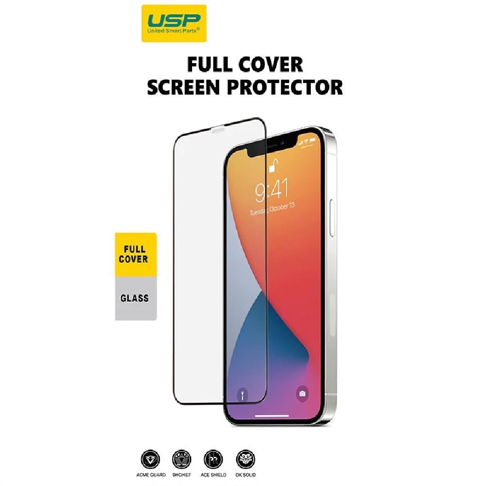 Usp Tempered Glass Screen Protector For Apple iPhone 15 Pro Max (6.7') Full Cover - 9H Surface Hardness, Perfectly Fit Curves, Anti-Scratch