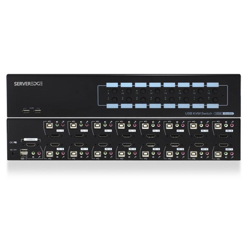 Serveredge 16-Port Hdmi Usb KVM Combo Switch With Audio Mic & Usb Hub 2.0