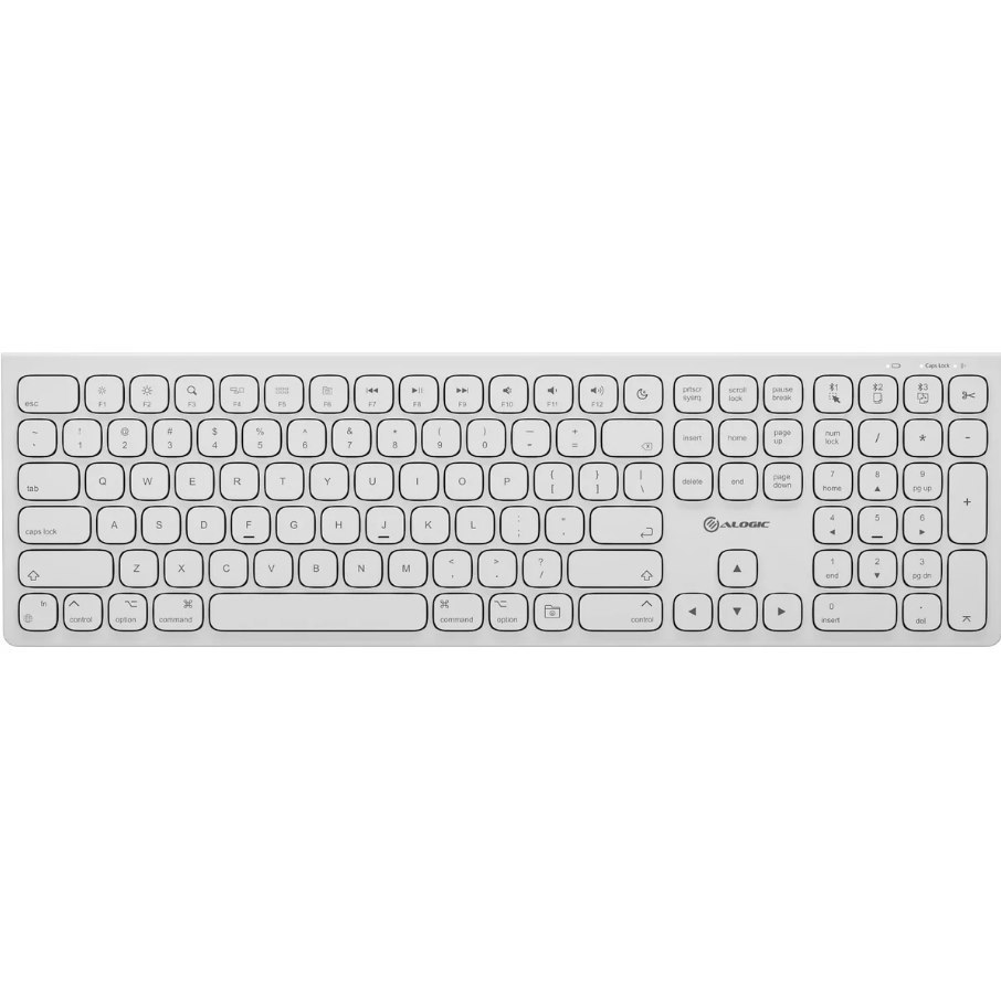 Alogic Echelon Usb-C Rechargeable Bluetooth Full Size Keyboard For Mac (White) Us