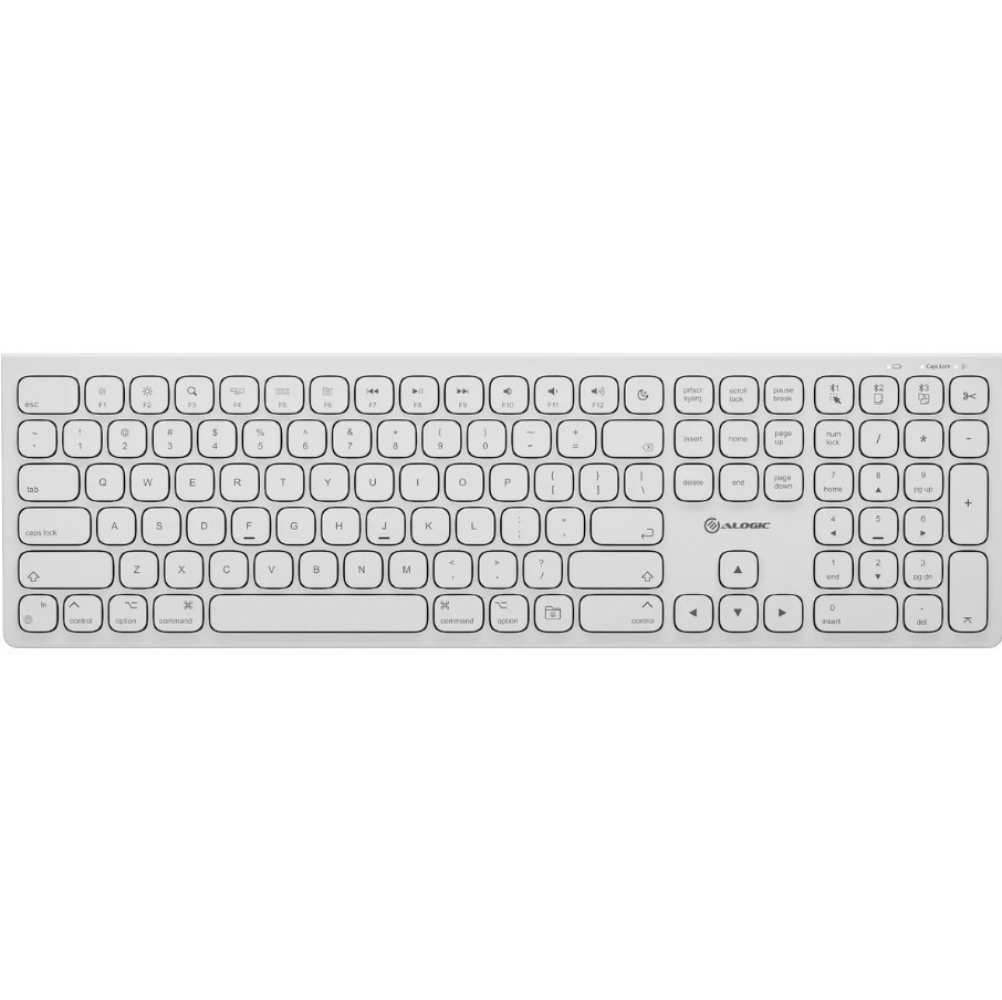 Alogic Echelon Compact Usb-C Rechargeable Bluetooth Keyboard For Mac (White) Uk