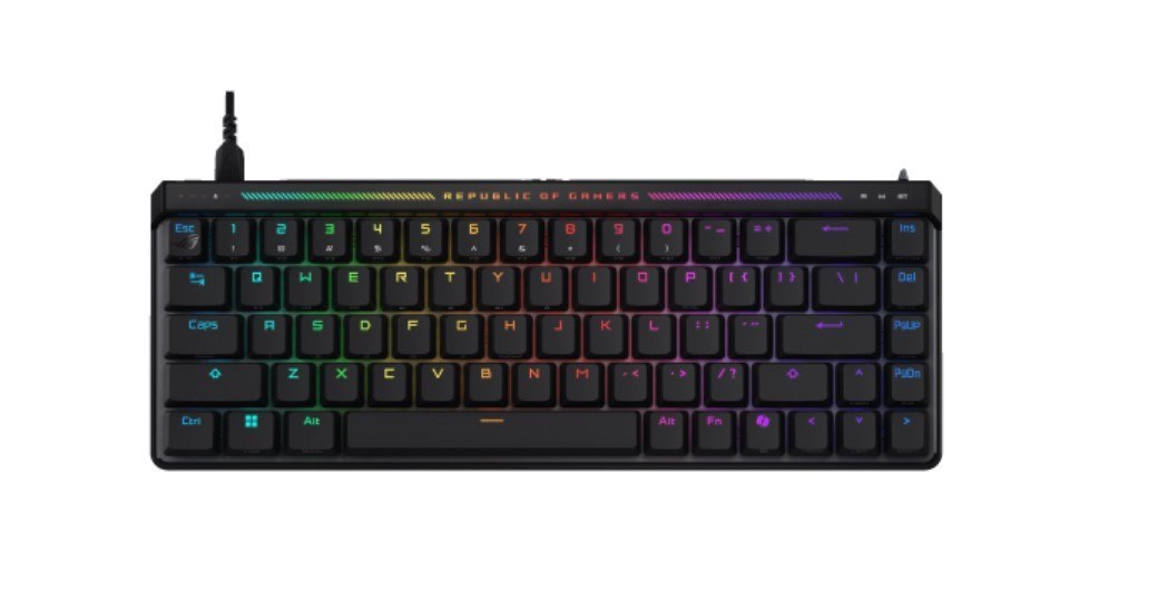 Asus Rog Falchion Ace HFX 65% Compact Gaming Keyboard, Magnetic Switches, Interactive Touch Panel, Dual Usb-C Ports