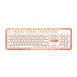 Azio MK Retro Classic Vintage Typewriter Backlit Mechanical Keyboard In Copper Alloy Trim And White