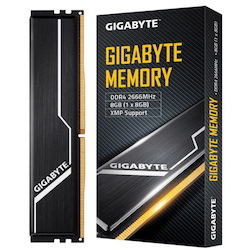 Gigabyte Gaming Memory 8GB (1x8GB) DDR4 2666MHz C16 1.2V 16-16-16-35 XMP 2.0 Dual Channel Kit Aluminum Black Heatsinks PC Desktop Ram