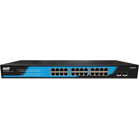 Alloy As1026-P 24 Port Unmanaged Gigabit 802.3At PoE Switch + 2X 1000Mb SFP Ports, 250 Watts
