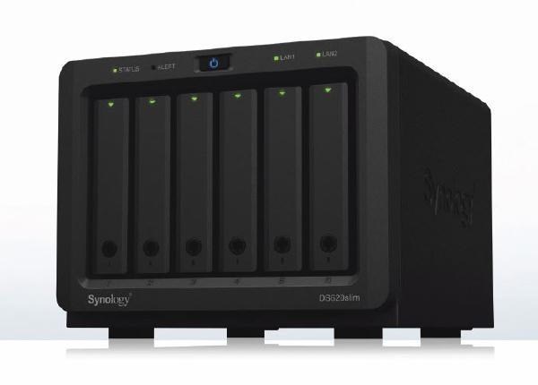 Synology DiskStation DS620Slim 6-Bay 2.5" Diskless 2xGbE Nas, Intel Celeron, 2 GB DDR3L Ram, 2xUSB 3.0 (Compatible With 2.5" SSD/HDD Only)