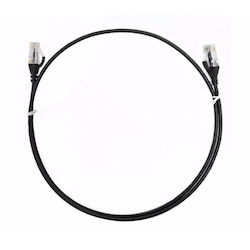 8Ware Cat6 Ultra Thin Slim Cable 1M / 100CM - Black Color Premium RJ45 Ethernet Network Lan Utp Patch Cord 26Awg For Data Only, Not PoE