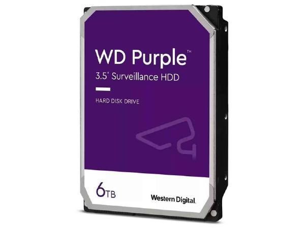 Western Digital WD Purple 6TB 3.5' Surveillance HDD 5400RPM 64MB Sata3 175MB/s 180TBW 24X7 64 Cameras Av NVR DVR 1.5Mil MTBF 3YRS ~Wd64purz