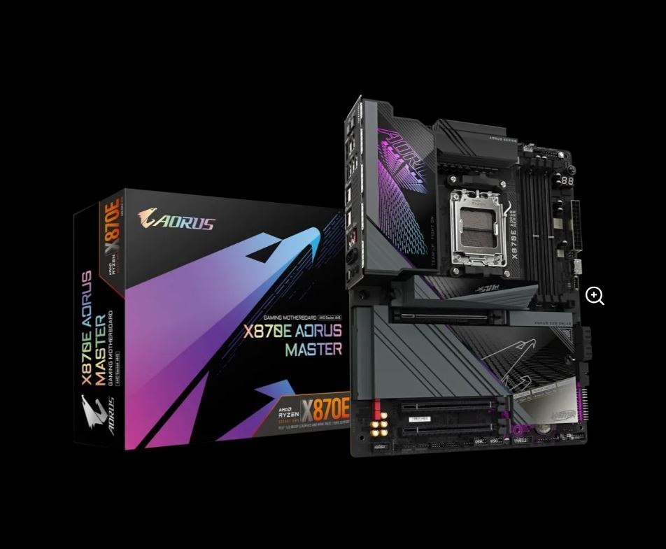 Gigabyte X870e Aorus Master Amd Am5 Atx Motherboard 4X DDR5~256GB,3x PCIe X16, 4X M.2, 4X Sata 6, 8X Usb 3.2, 2X Usb2.0, 2X Usb-C,